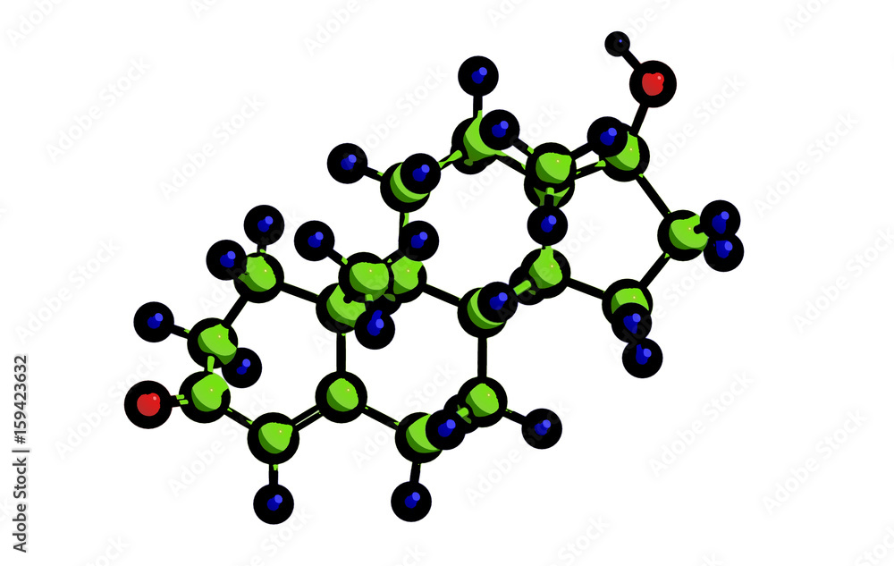 Molecular structure of hormone Testosterone, 3D rendering Molecular structure of hormone Testosterone, 3D rendering