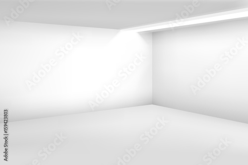 White empty room. 3d modern blank interior. Vector home background