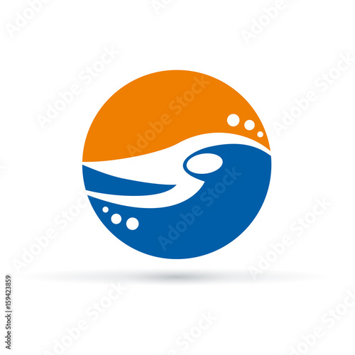Vector sign swimming in the pool and sea
