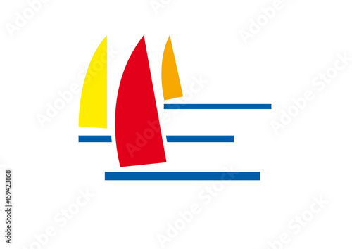 Vector sign sailing. Boats a competing sail