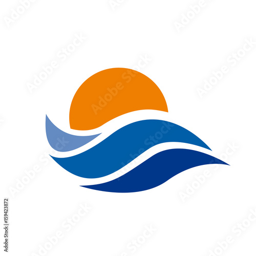 Vector abstract sign the sun and the sea. Summer concept