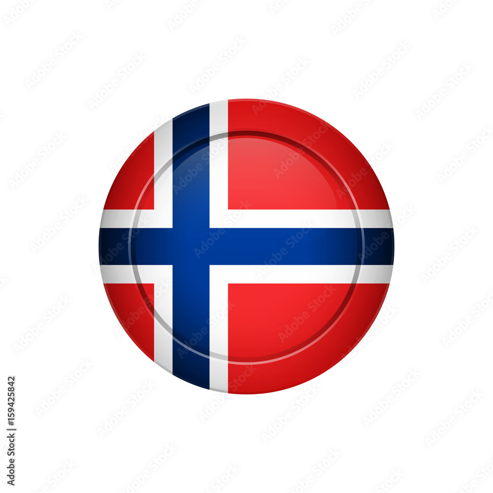 Norwegian flag on the round button, vector illustration Norwegian flag on the round button, vector illustration