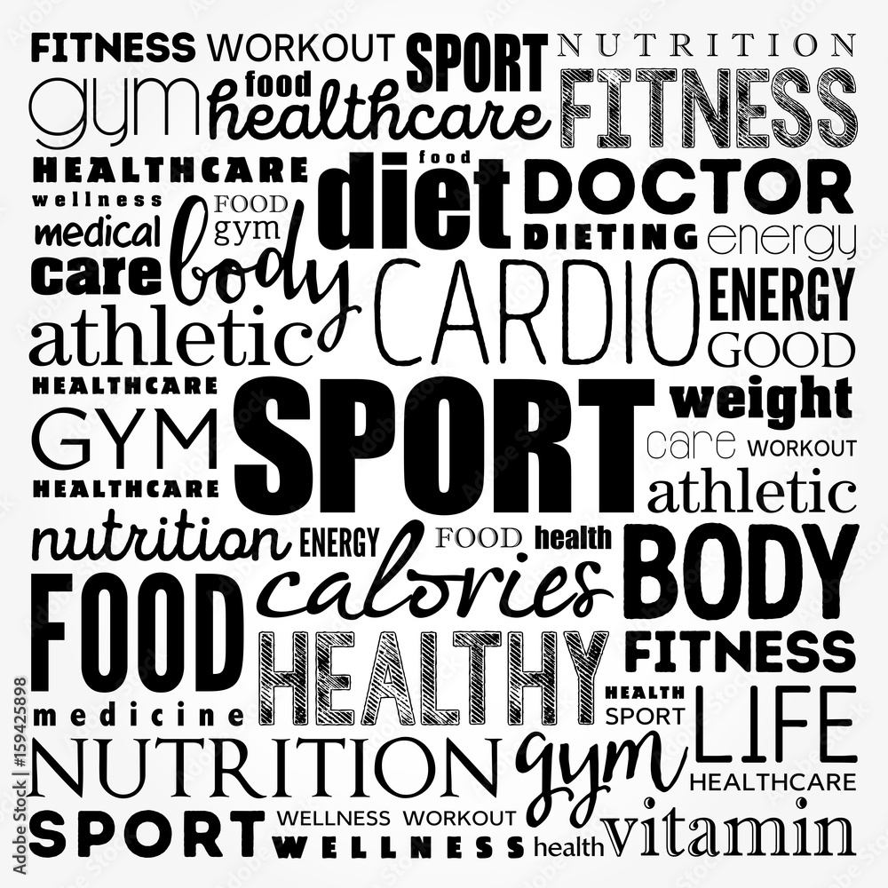 SPORT word cloud collage, health concept background
