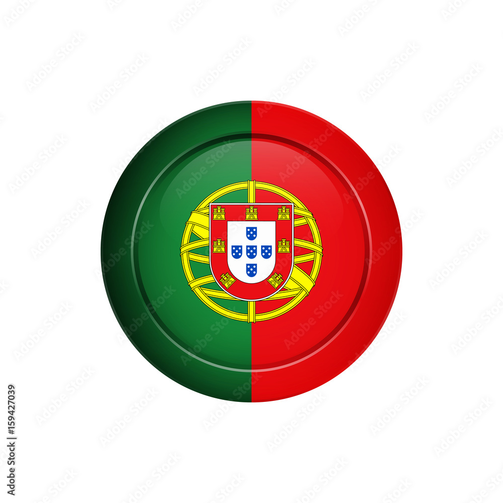 Portuguese flag on the round button, vector illustration Portuguese flag on the round button, vector illustration