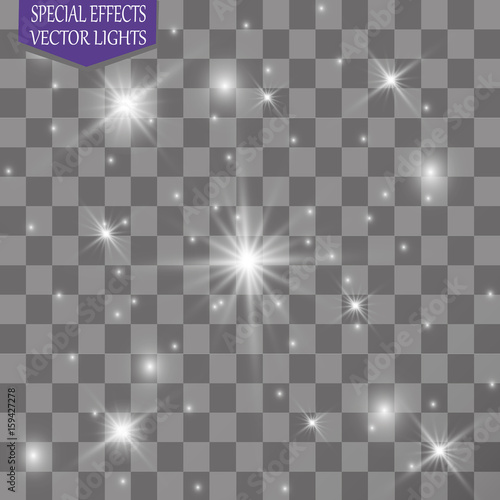 Abstract transparent sparkle glow light effect. Christmas concept. Vector illustration