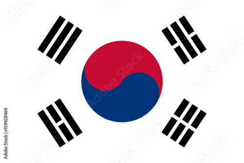 South Korean flag, flat layout, vector illustration