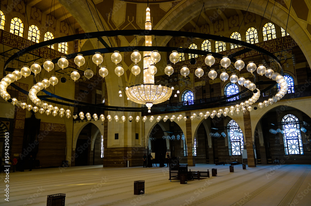 Interior view to Al Fateh Mosque in Manama, Bahrain