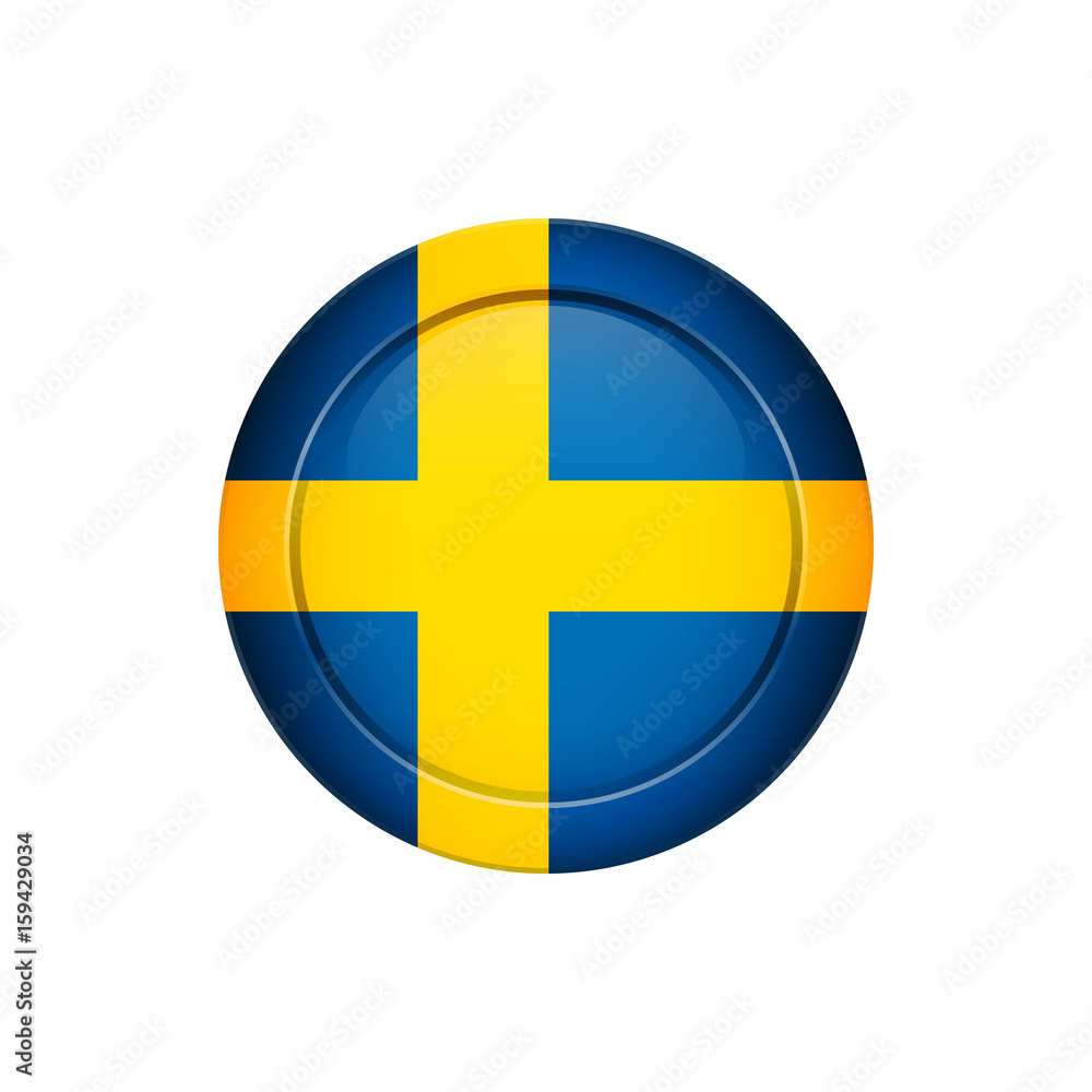Swedish flag on the round button, vector illustration Swedish flag on the round button, vector illustration