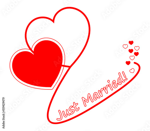 Just Married - Wedding Card with hearts
