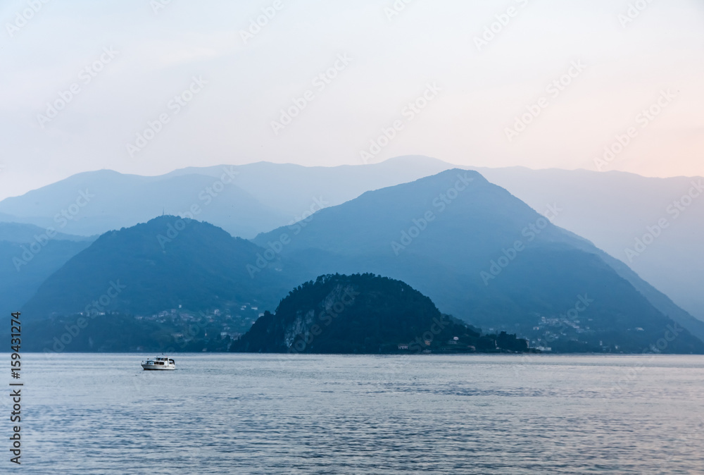 View of hills by Lago di Como, Italy