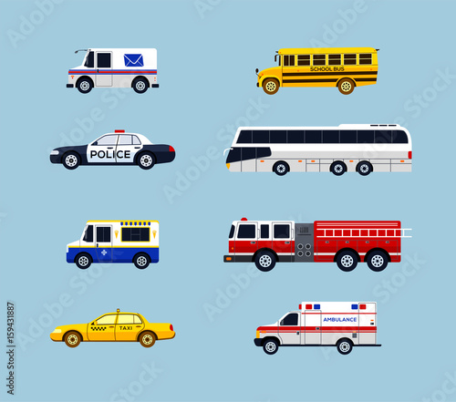 Vehicle Transportation - vector flat design icons set