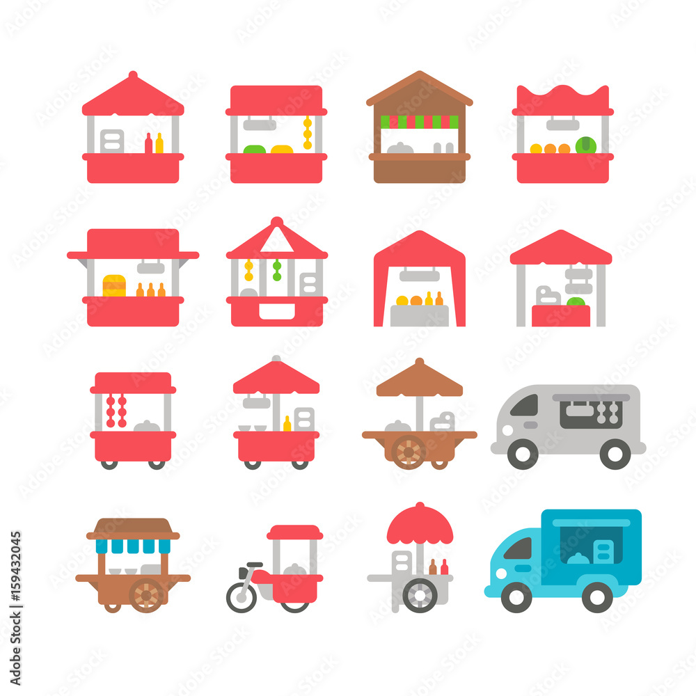 Flat design stall set Flat design stall set