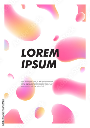 Vertical abstract background with liquid bright plasma drops. Cover template with colorful fluid shapes. Vector poster with place for text.