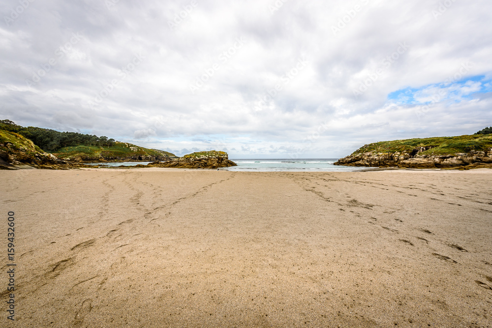 Atlantic sandy beach in Galicia Spain.