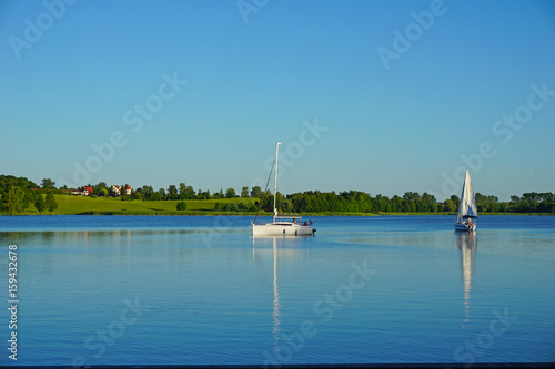 Fototapeta Naklejka Na Ścianę i Meble -  City Ryn. Sailing on the Masurian lakes in Poland.