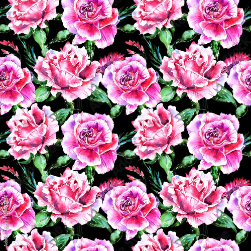 Wildflower rose flower pattern in a watercolor style isolated. © yanushkov