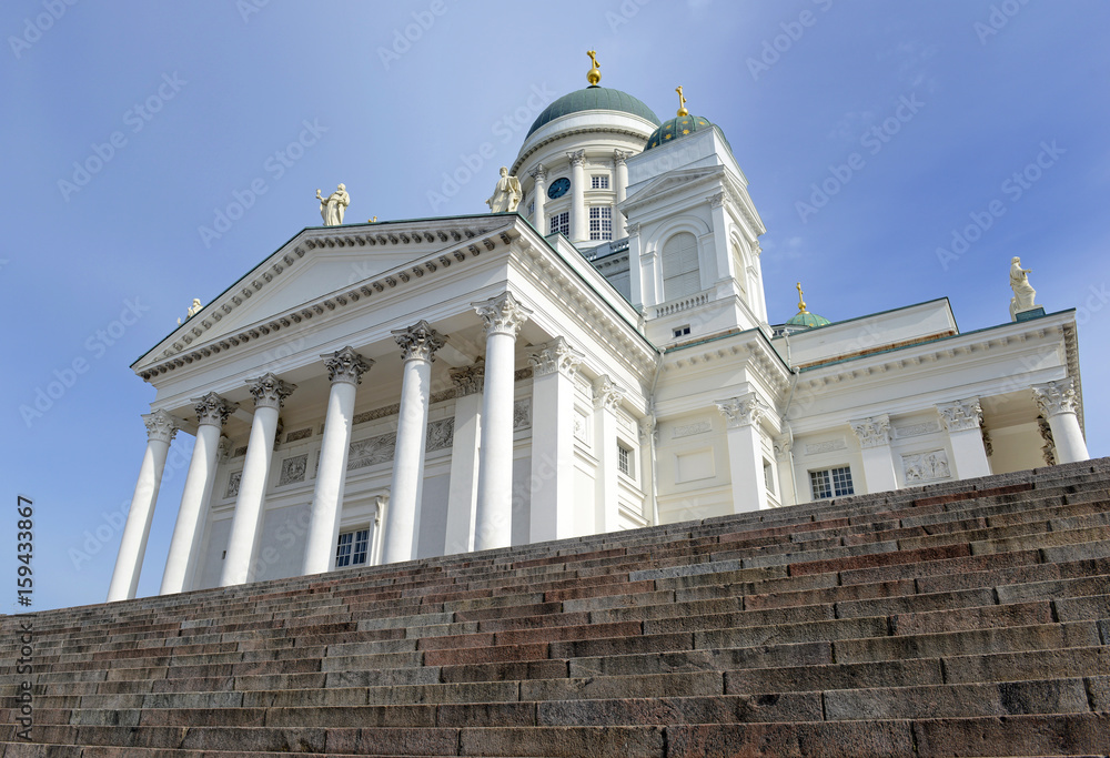 Helsinki Cathedral, a Lutheran church and landmark building in the Senate Square area of the capital city of Finland