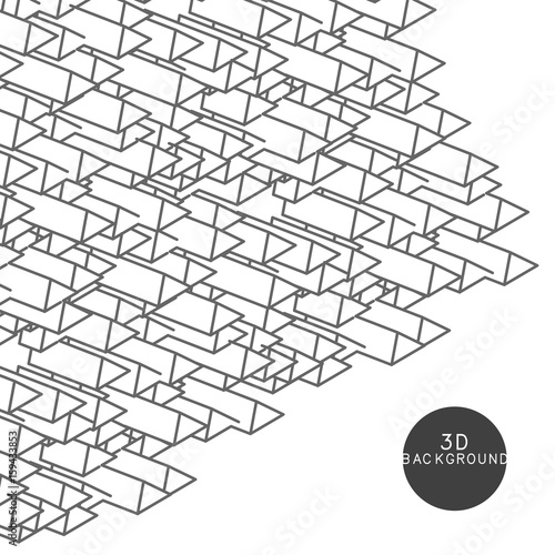 Abstract geometric black and white ornament generated by random triangles