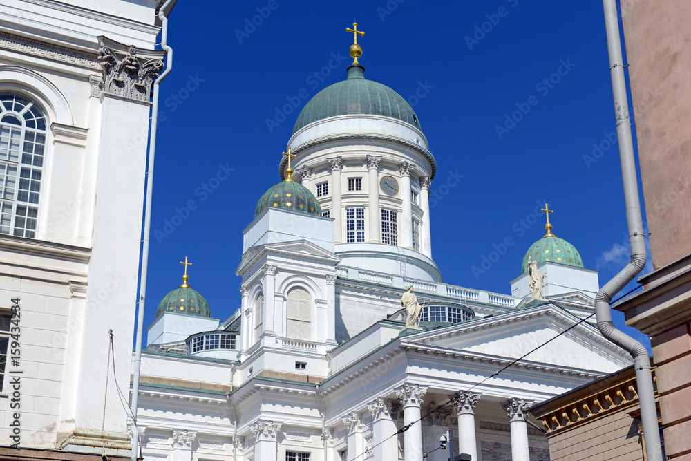 Helsinki Cathedral, a Lutheran church and landmark building in the Senate Square area of the capital city of Finland