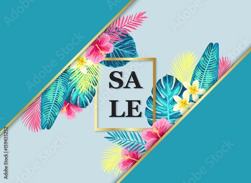 Summer sale exotic and tropic background design.