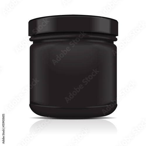 Black Blank Plastic Jar. Sport Nutrition, Whey Protein or Gainer