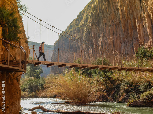 Suspension bridge over Turia river in Chulilla photo