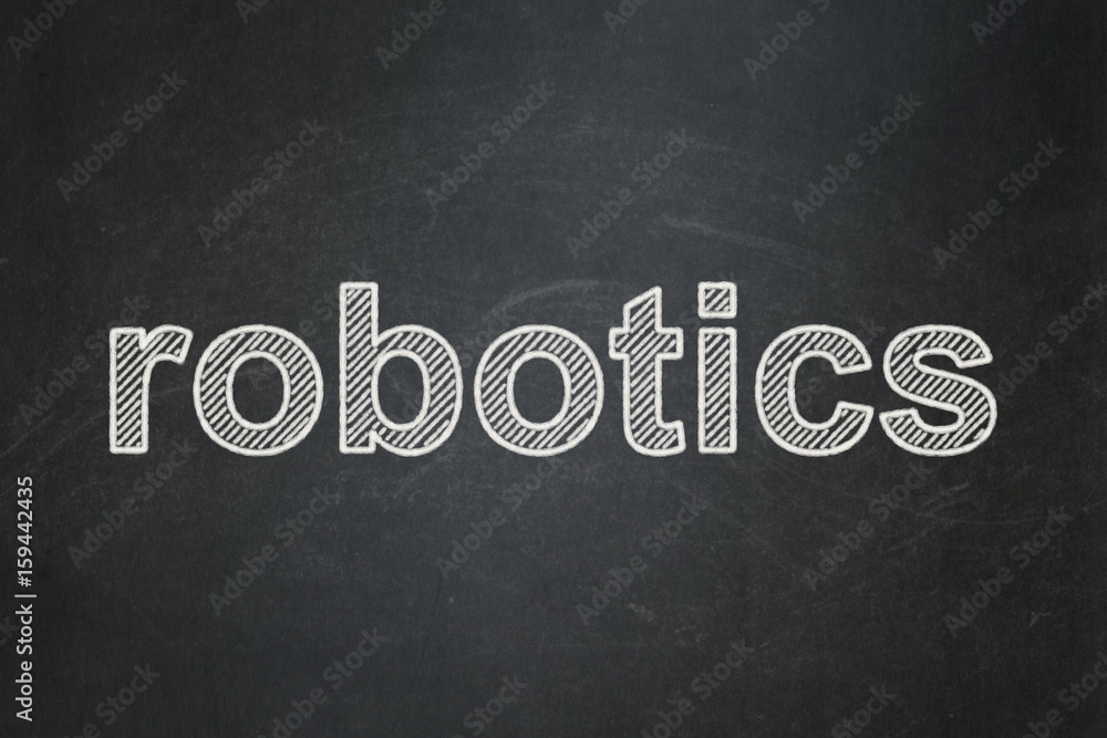 Fototapeta premium Science concept: Robotics on chalkboard background