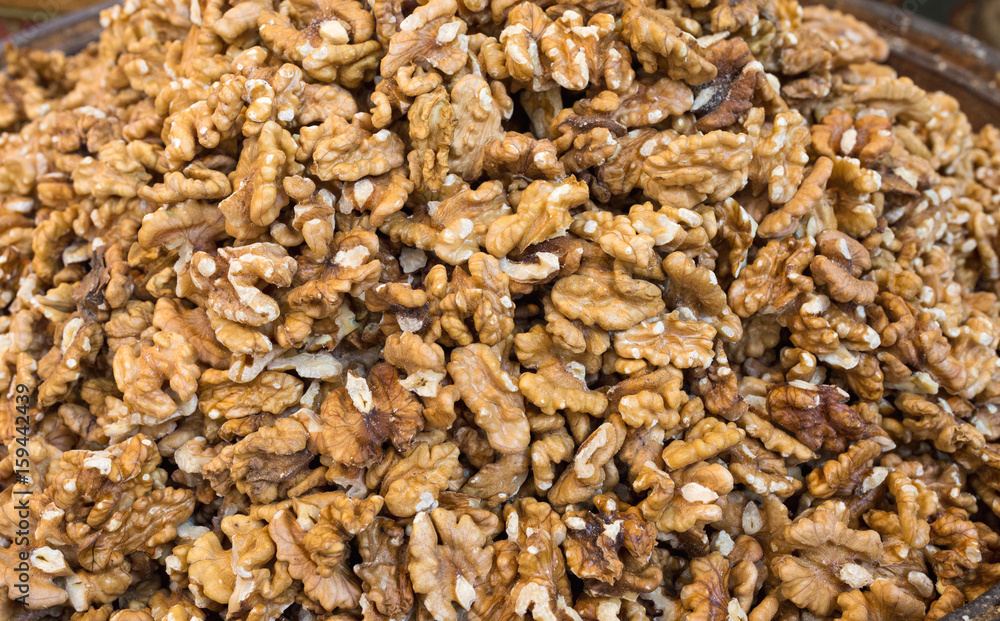 Heap of unshelled walnuts Heap of unshelled walnuts