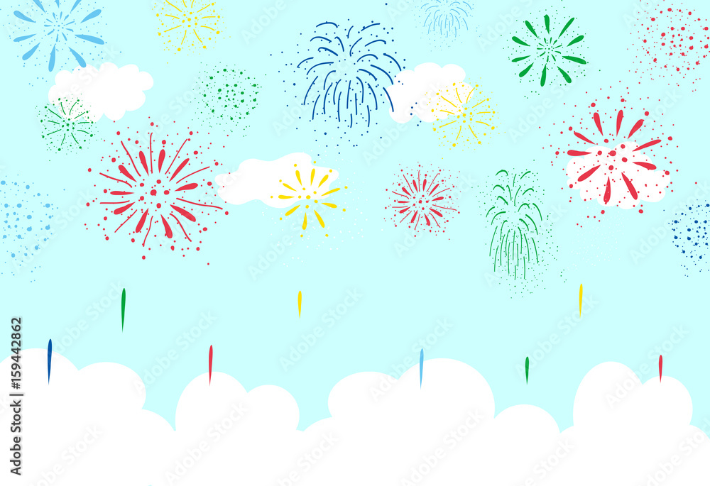 手描き花火青空背景stock Vector Adobe Stock