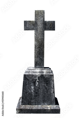 Blank gravestone isolated on white ready for inscription