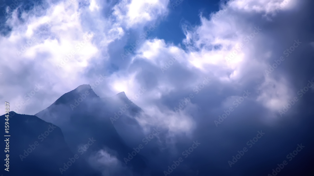 beautiful panorama Mountains above the clouds. Above the clouds
