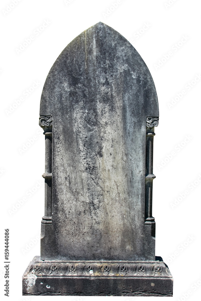 Fototapeta premium Blank gravestone isolated on white ready for inscription
