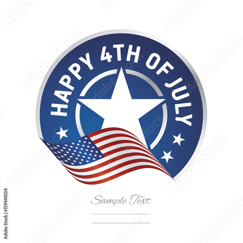 Happy 4th July USA flag color label logo icon