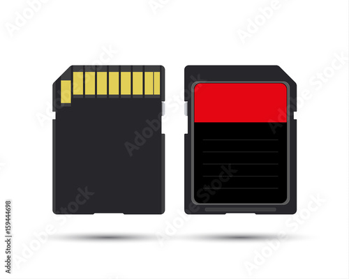 SD card, realistic vector illustration of memory card isolated on white background