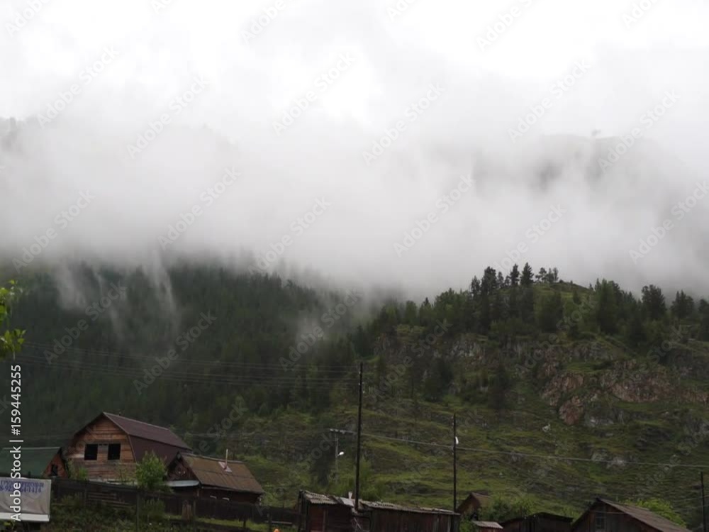 Thick mist in wet mountains in the morning, speedup footage Thick mist in wet mountains in the morning, speedup footage