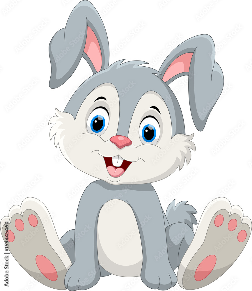 Cute little bunny cartoon sitting Stock Vector | Adobe Stock