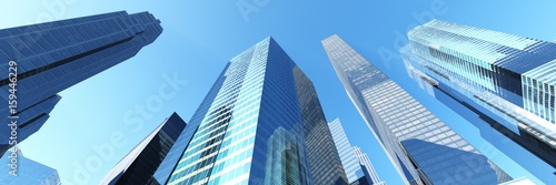 Skyscrapers  city landscape  Modern city with skyscrapers and a beautiful view  3D rendering      