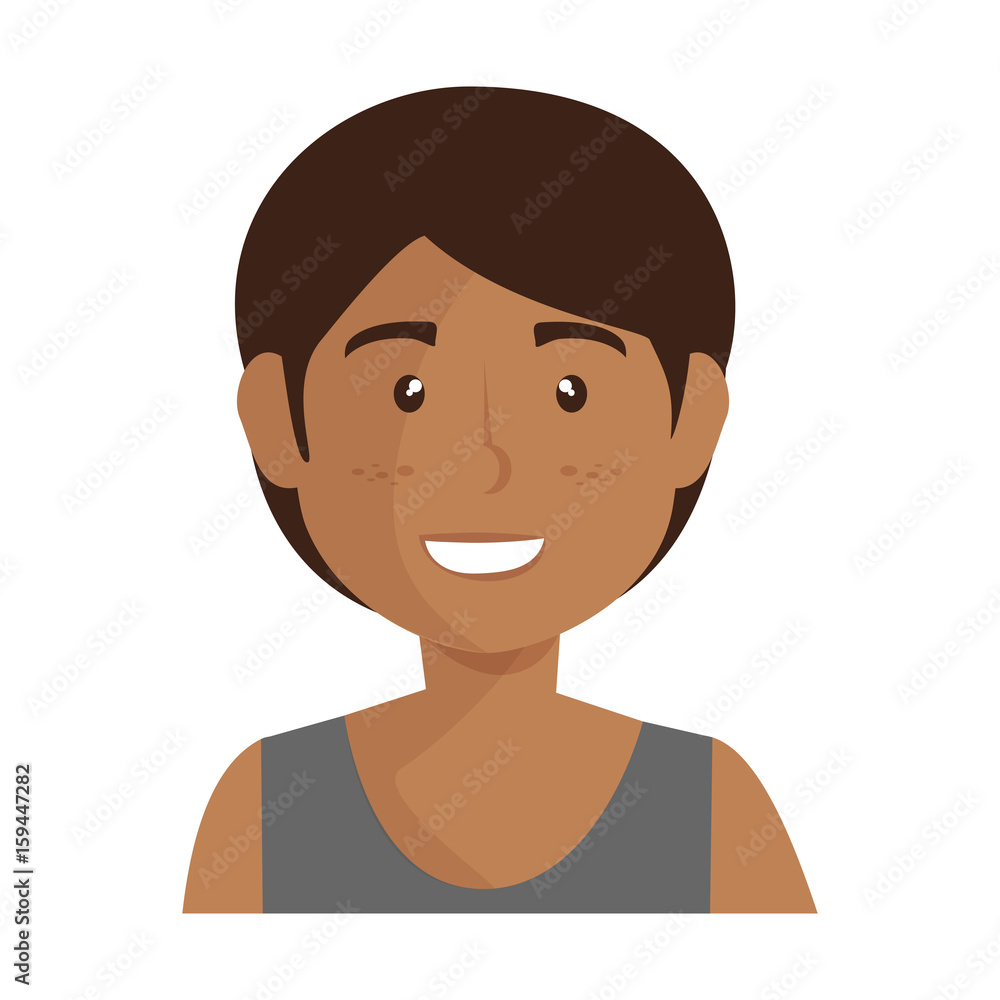 cartoon boy smiling icon over white background vector illustration