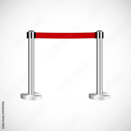 Stanchions barrier isolated on white, Red carpet fence, vector illustration