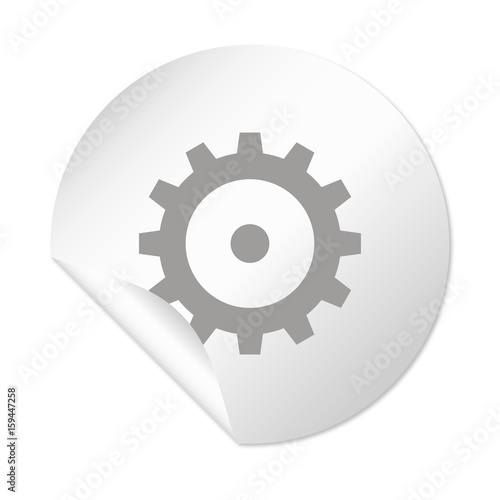 Runder Sticker - Zahnrad Optionen grau