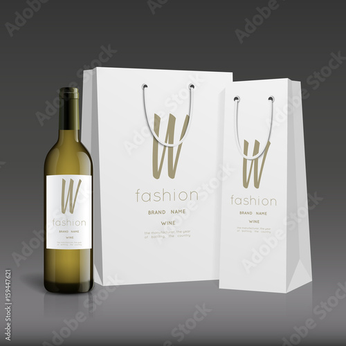 Mockup wine bottle. vector design.