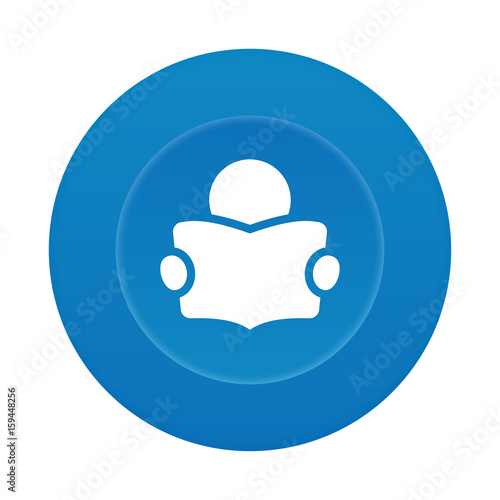 Runder 3D Button - Buch lesen - Bildung