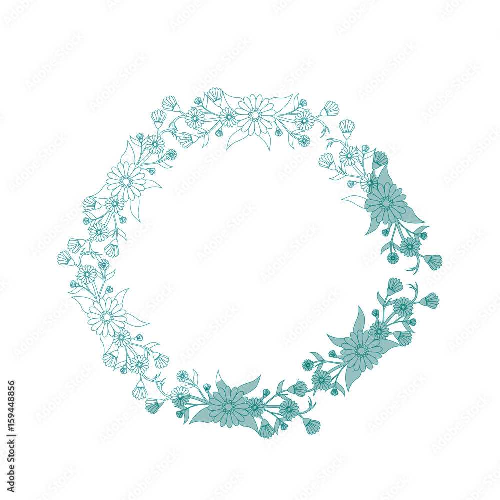 Round frame with flowers icon vector illustration graphic design Round frame with flowers icon vector illustration graphic design