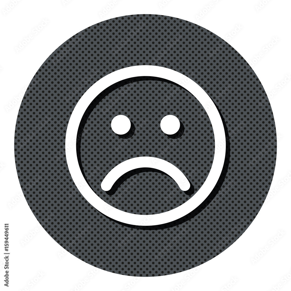 Unglücklicher Smiley - Gepunkteter Button mit Symbol und Schatten Unglücklicher Smiley - Gepunkteter Button mit Symbol und Schatten