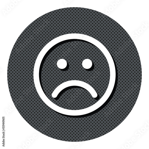 Unglücklicher Smiley - Gepunkteter Button mit Symbol und Schatten