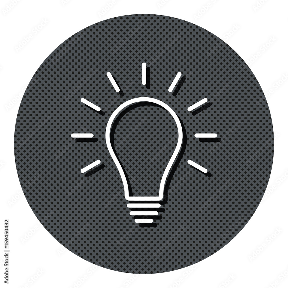 Glühlampe - Gepunkteter Button mit Symbol und Schatten Glühlampe - Gepunkteter Button mit Symbol und Schatten
