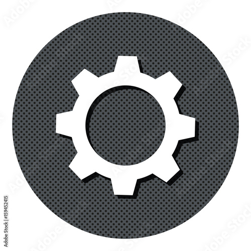 Zahnrad - Optionen - Gepunkteter Button mit Symbol und Schatten