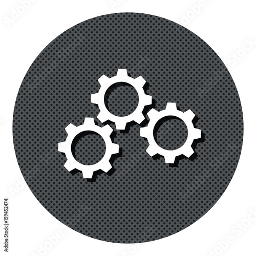 Zahnräder - Optionen - Gepunkteter Button mit Symbol und Schatten