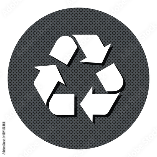 Recycling - Gepunkteter Button mit Symbol und Schatten