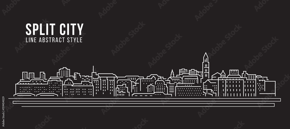 Cityscape Building Line art Vector Illustration design - Split city